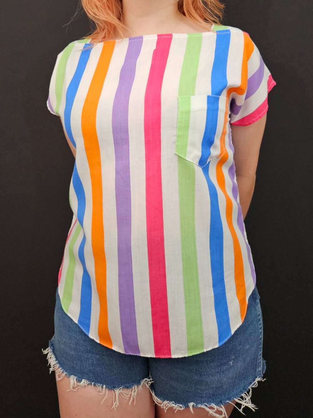 80s Rainbow Striped Top